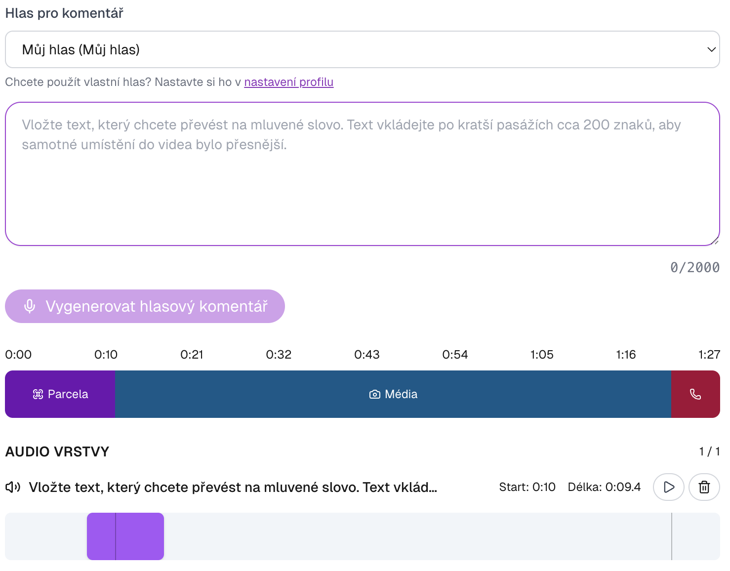 Doplnenie mluveného komentára - screenshot 1